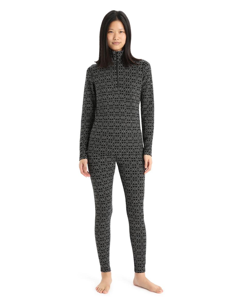 Black / Snow Icebreaker Merino 250 Vertex Long Sleeve Half Zip Alpine Geo Women's One Piece & Sets | AU 1794VRWD